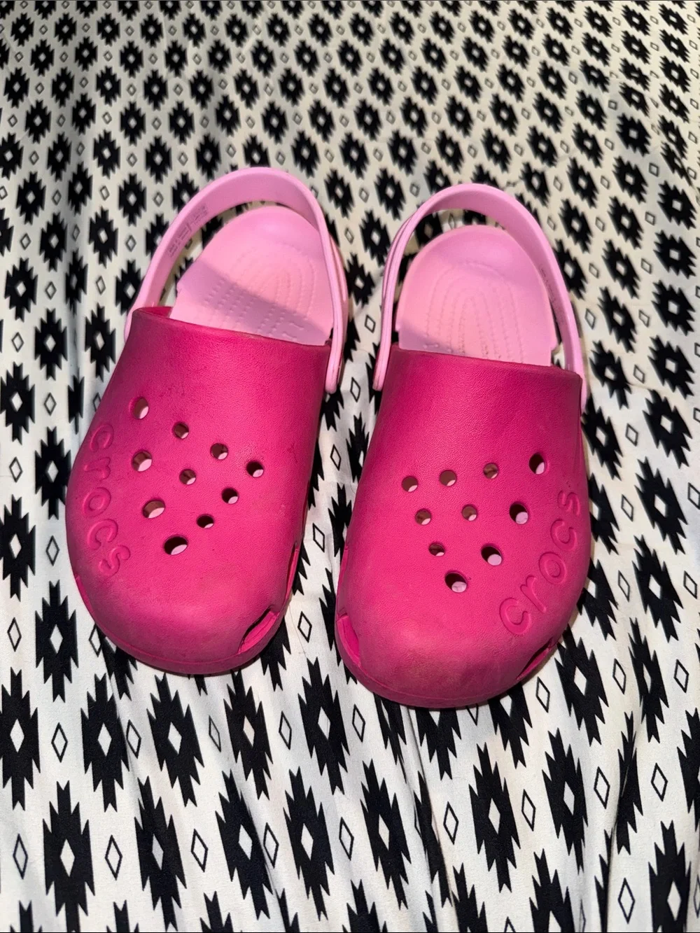 CROCS Kids Clog in Bright Pink with Light Pink Strap